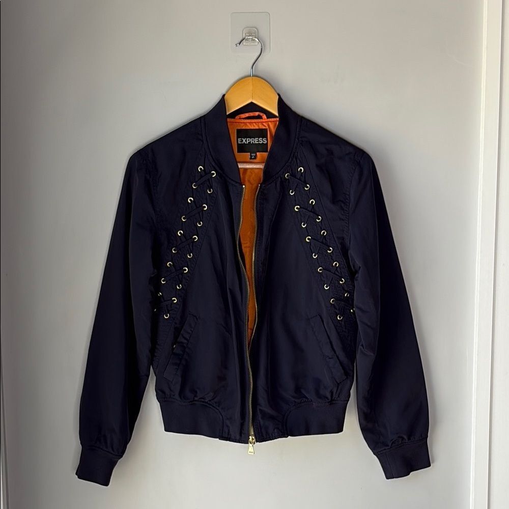 EXPRESS Womens Bomber Lace Up Jacket